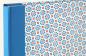 Preview: Photo album, cyan linen spine, geometrically patterned cover, stylized flowers, blue, red pril flowers